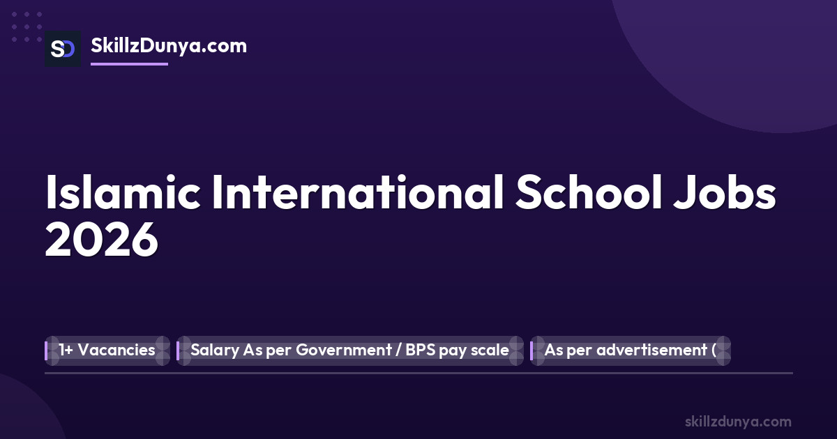 Official Department — Islamic International School Jobs 2026 Pakistan 2026