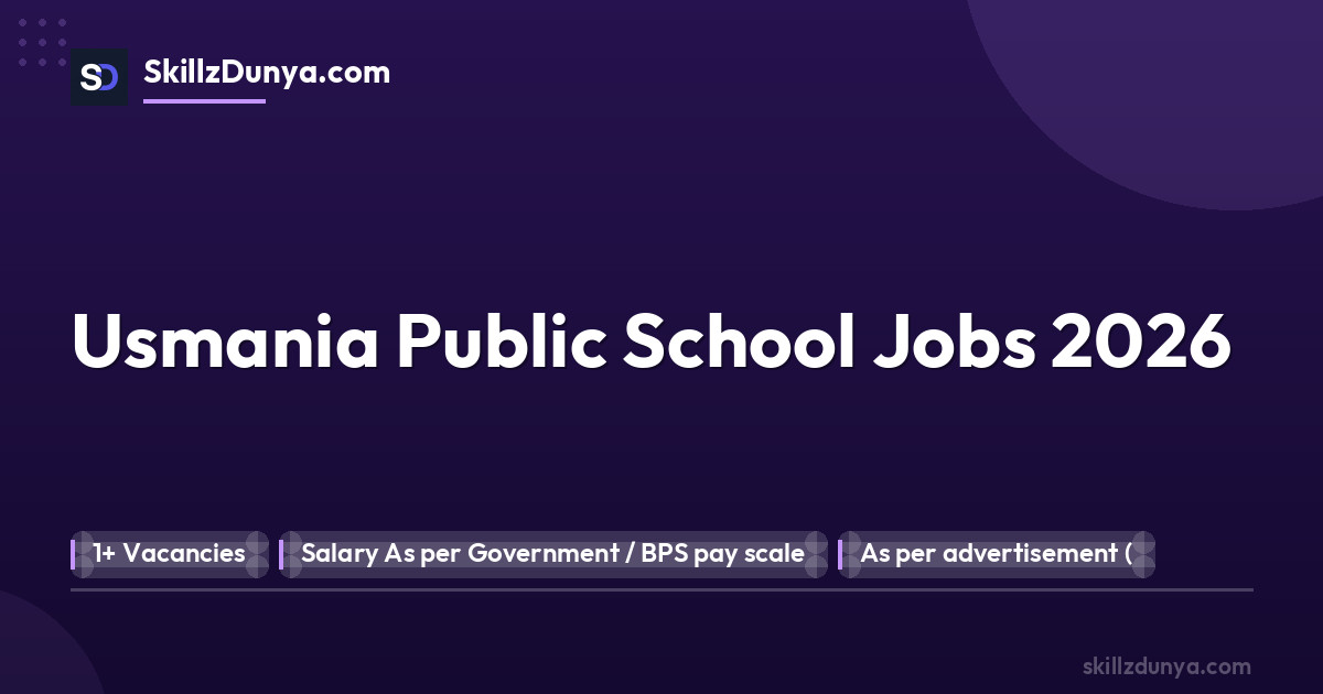 Official Department — Usmania Public School Jobs 2026 Pakistan 2026
