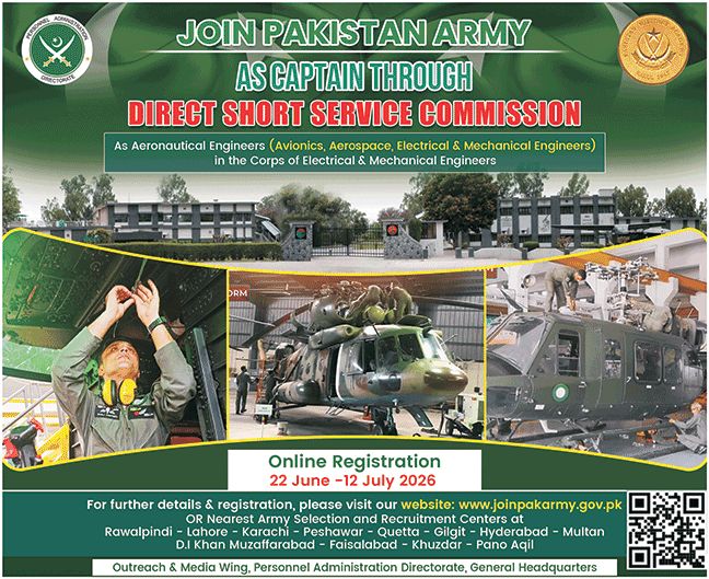 Army as Captain Through DSSC Jobs 2026 2026 — Official Newspaper Advertisement | SkillzDunya