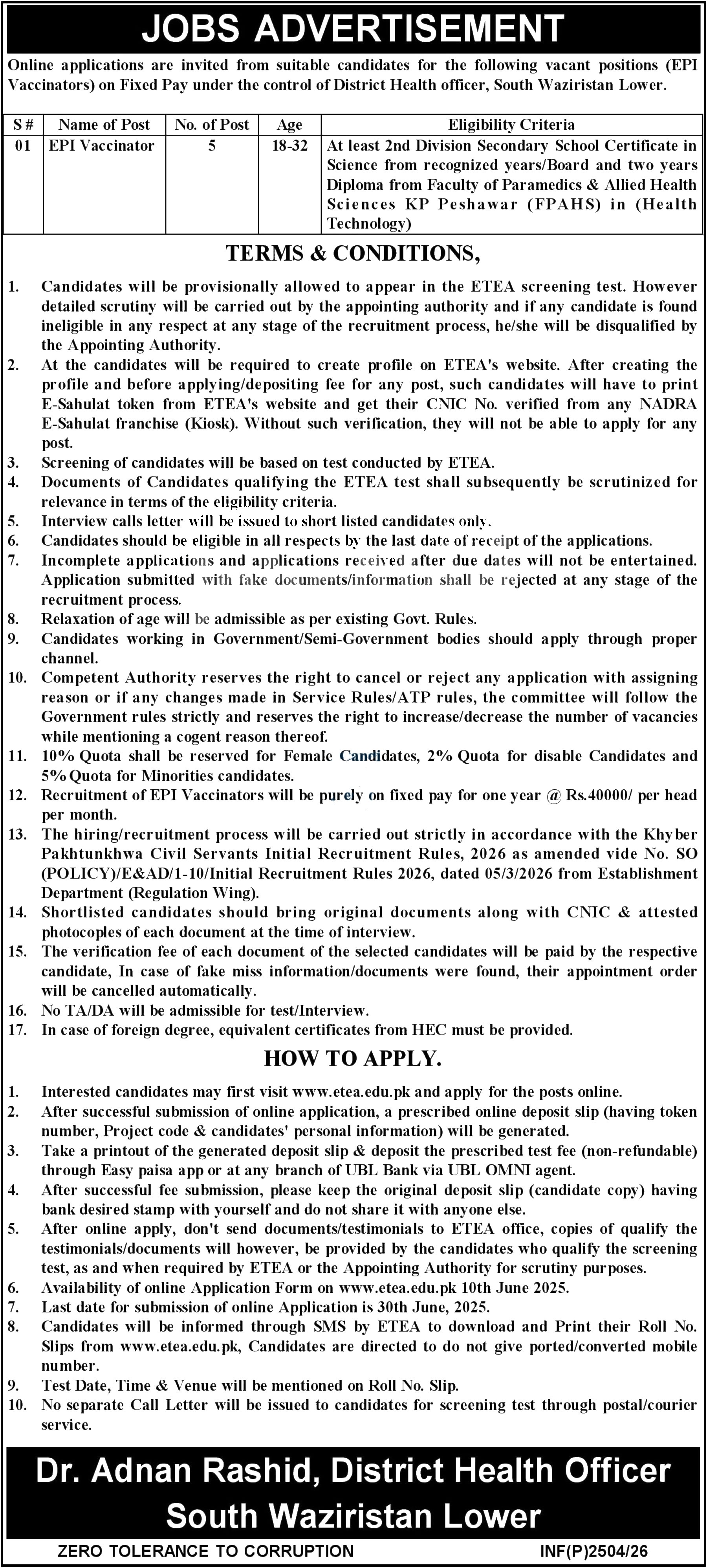 District Health Authority — District Health Jobs 2026 Pakistan 2026