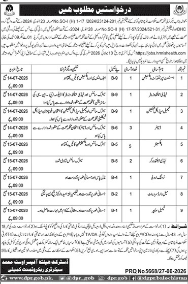 Health Department Jobs 2026 — LHW, Vaccinator, Dispenser 2026 — Official Newspaper Advertisement | SkillzDunya