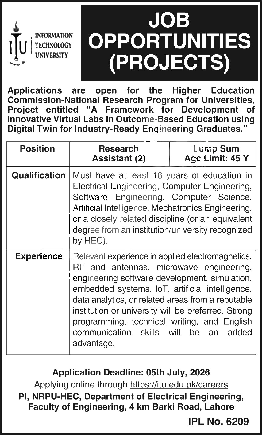 NICL — Information Technology University Jobs 2026 Pakistan 2026
