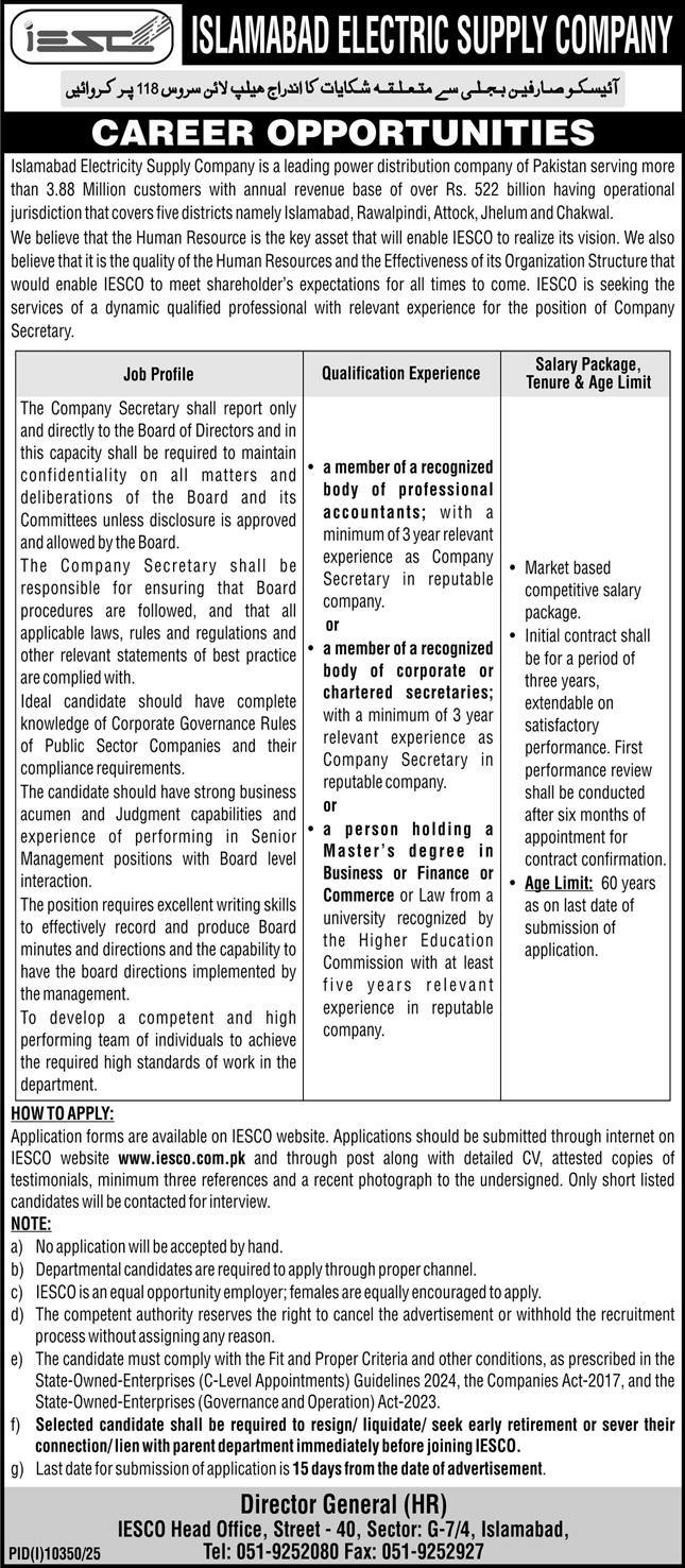 Iesco Jobs 2026 2026 — Official Newspaper Advertisement | SkillzDunya