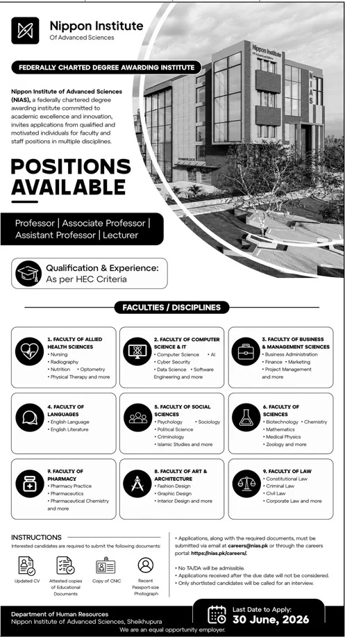 Jobsdetail Nippon Jobs 2026 — Professor, Associate Professor, Assistant Professor 2026 — Official Newspaper Advertisement | SkillzDunya