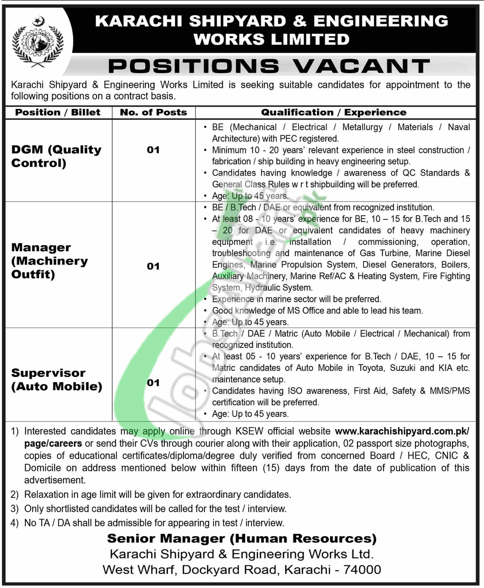 Karachi Shipyard and Engineering Works (KSEW) Jobs 2026 2026 — Official Newspaper Advertisement | SkillzDunya