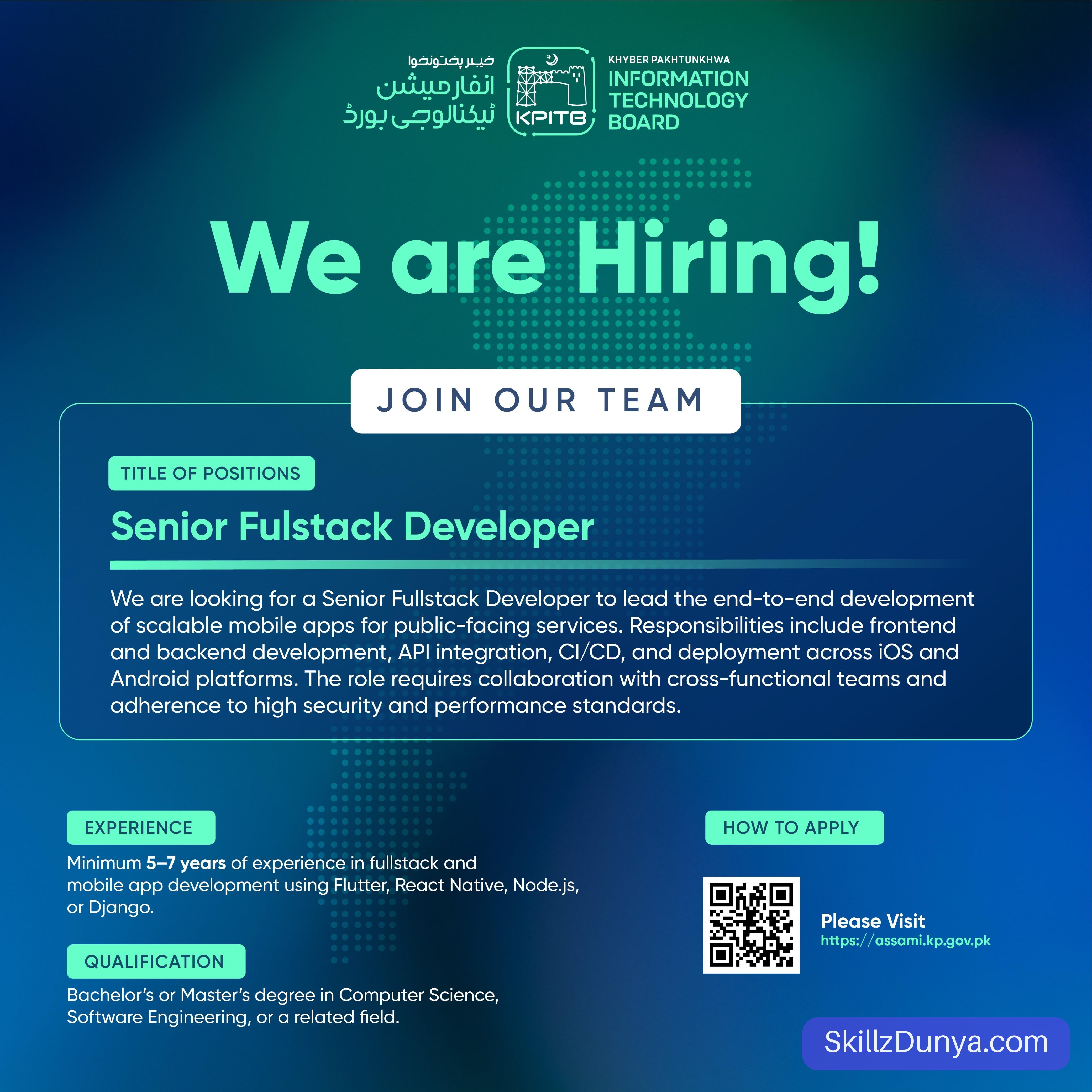 Khyber Pakhtunkhwa Jobs 2026 — Senior Fulstack Developer 2026 — Official Newspaper Advertisement | SkillzDunya