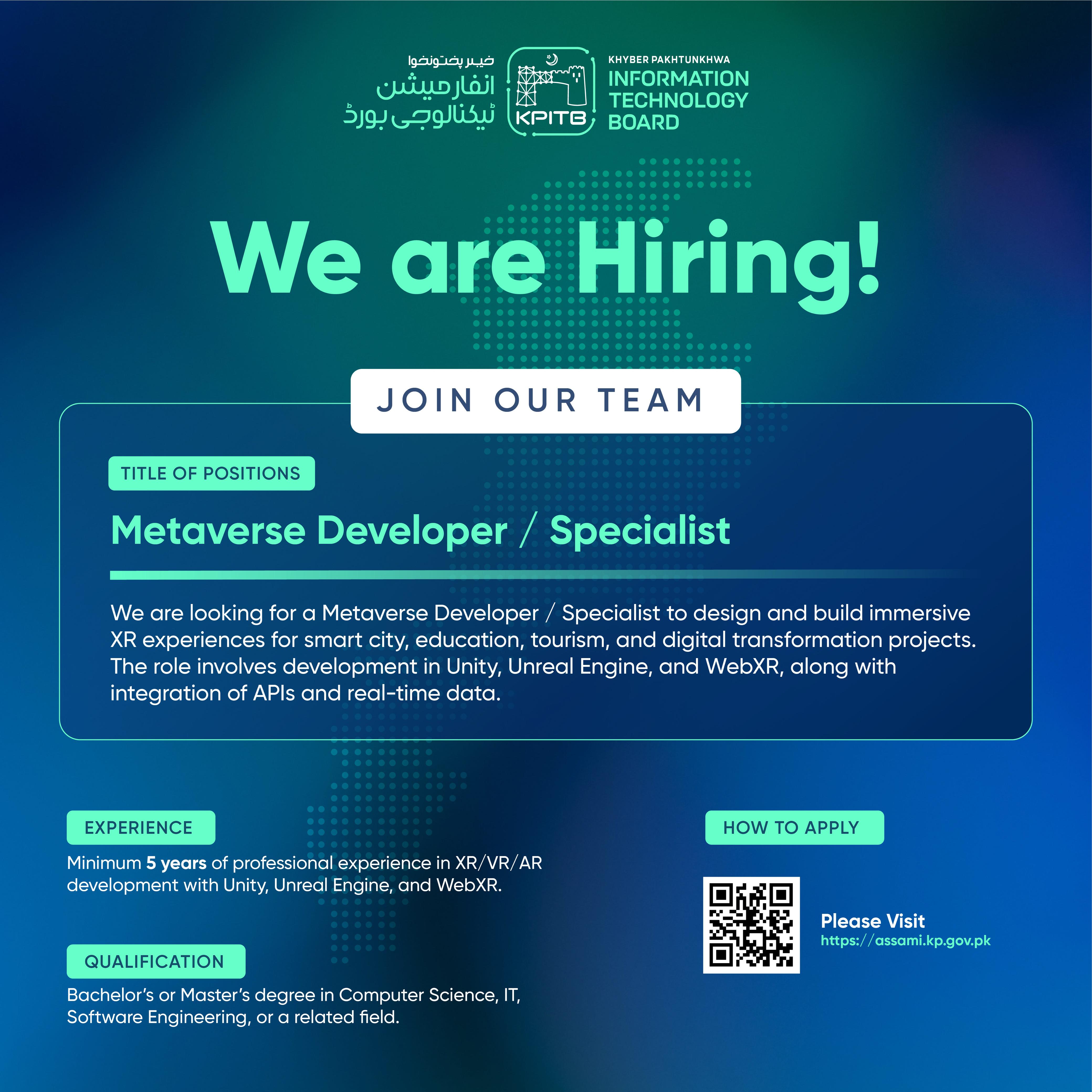 Khyber Pakhtunkhwa Jobs 2026 — Metaverse Developer / Specialist 2026 — Official Newspaper Advertisement | SkillzDunya