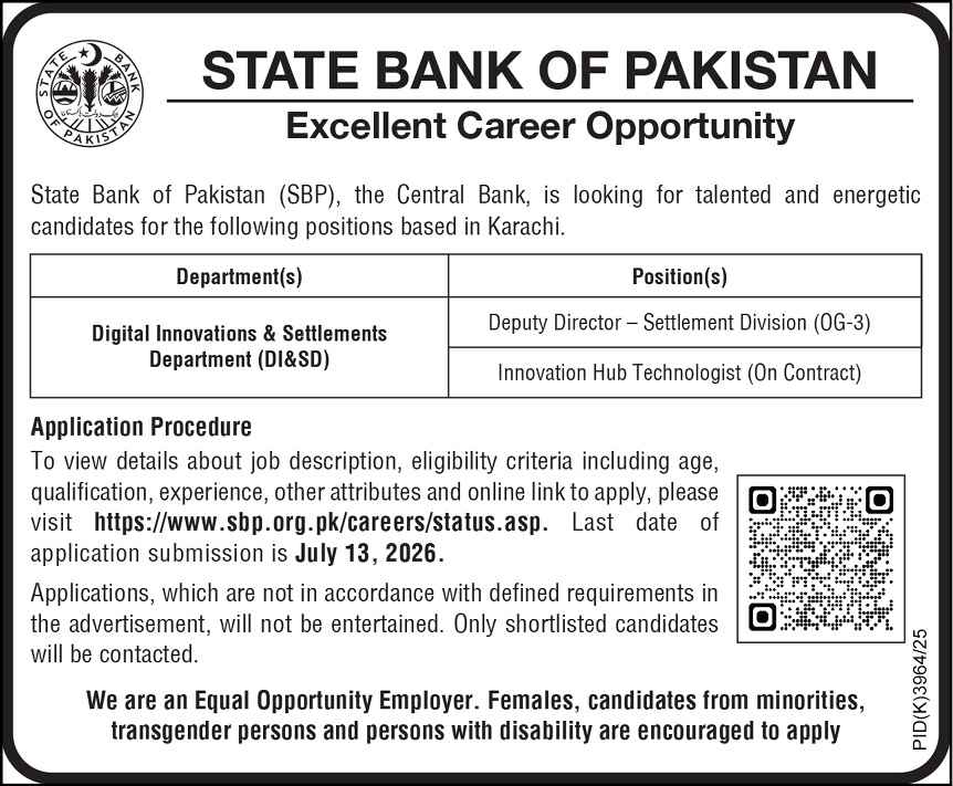 National Bank of DI & SD Jobs 2026 2026 — Official Newspaper Advertisement | SkillzDunya