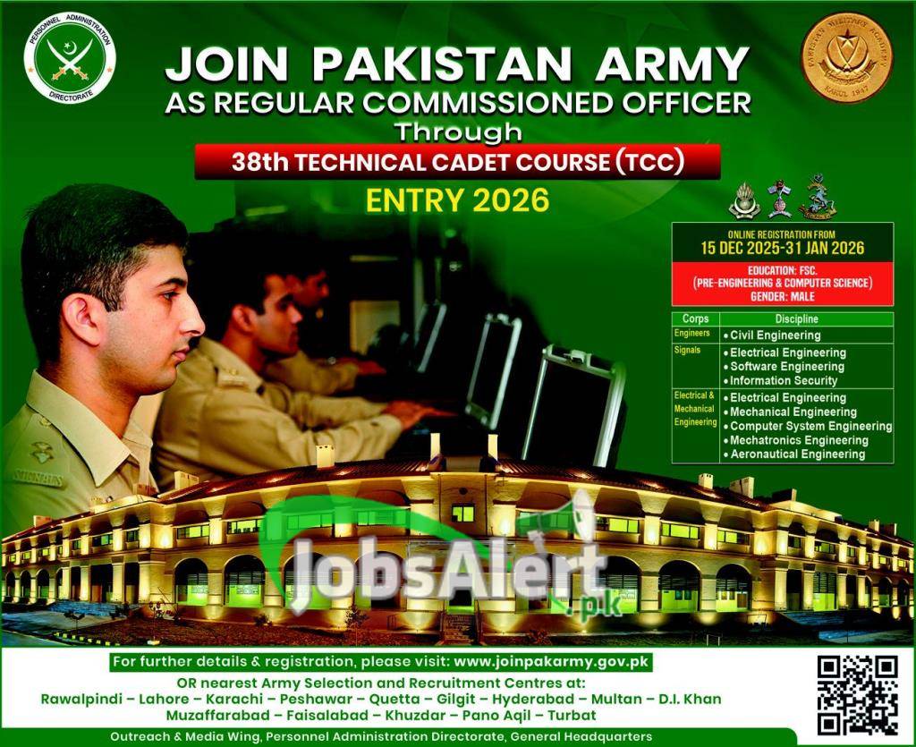 Technical Cadet Jobs 2026 — TCC | Apply Online 2026 — Official Newspaper Advertisement | SkillzDunya